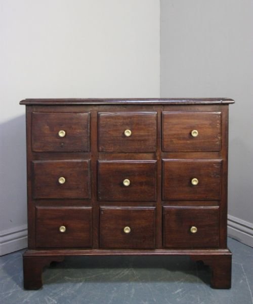 Georgian Antique Oak Bank of Apothecary Drawers.