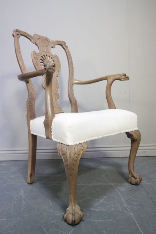 Unusual Edwardian Antique Mahogany Carver Armchair
