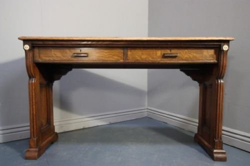 fig 1. Quality Antique Oak Desk/ Console or Hall Table.
