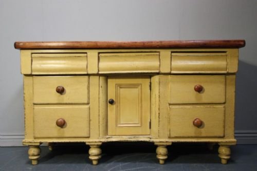 Country Antique Painted Pine Kitchen Dresser Base