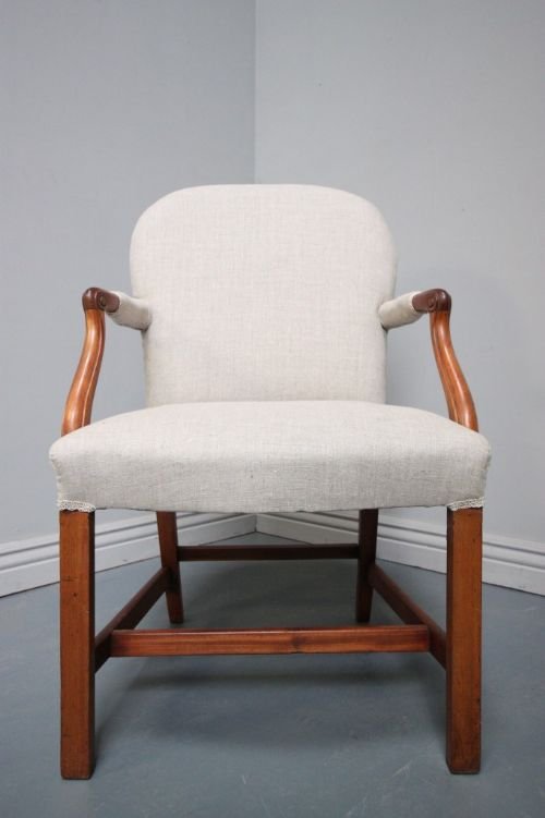 fig 1. Upholstered Antique Mahogany Open Armchair.