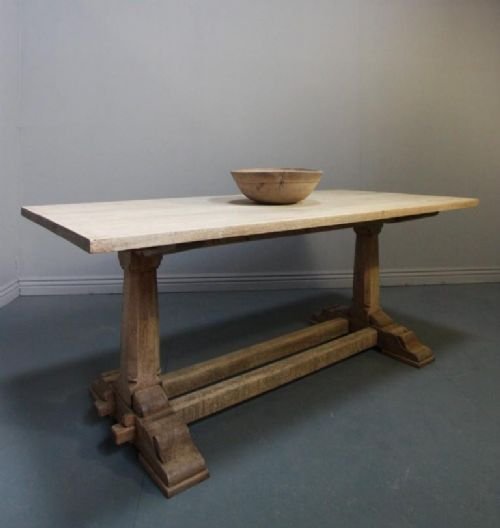 Bleached Oak Antique Refectory Dining Table.
