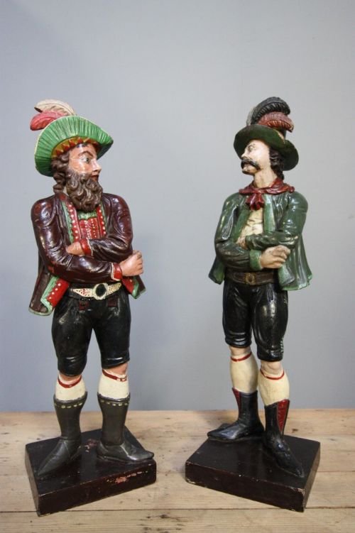 Pair of 19th Century Antique Carved Pine Figures.
