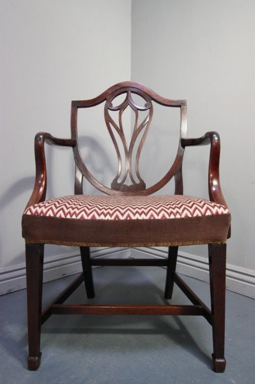 fig 1. Pair of Georgian Antique Mahogany Elbow Chairs.