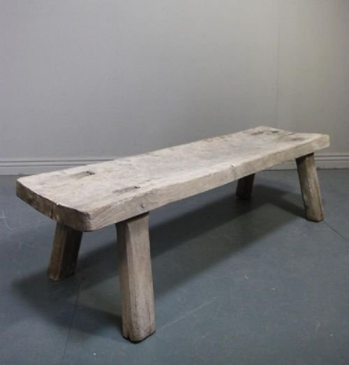 Bleached Antique Oak Pig Bench Coffee Table