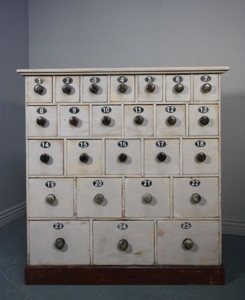 19th Century Antique Pine Bank of Drawers