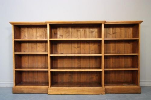 fig 1. Antique Oak Break Fronted Open Bookcase.