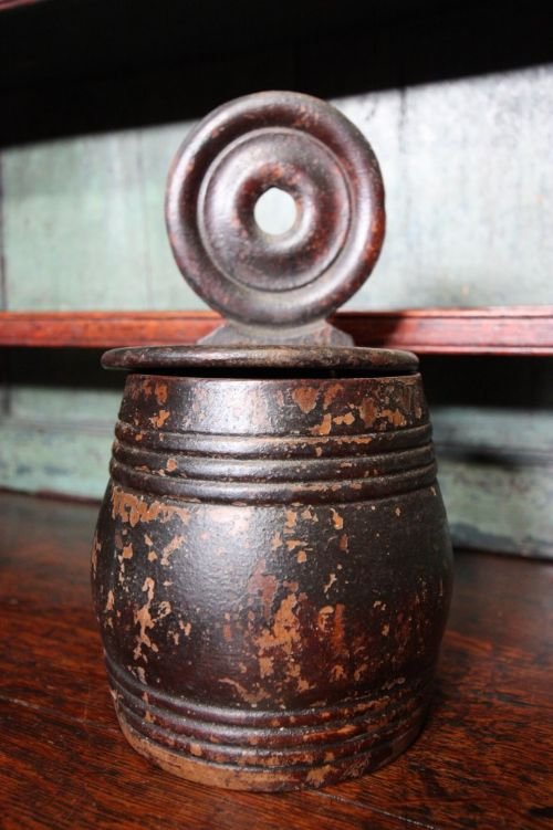 19th Century Scottish Antique Treen Salt Box.