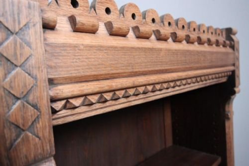 fig 2. Superb Gothic Revival Style Antique Oak Bookcase