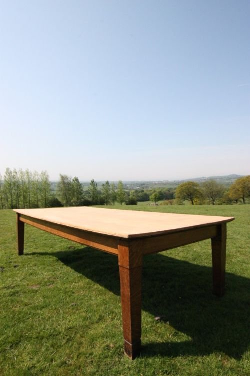Massive 19th Century Antique Oak Dining Table.