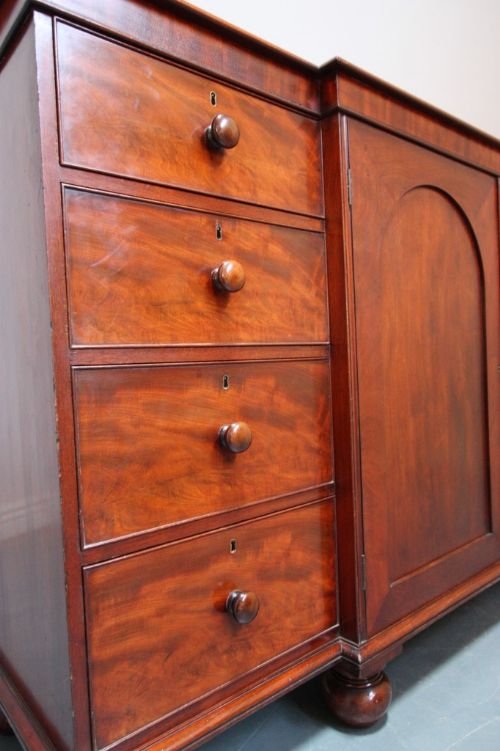 fig 2. Regency Antique Gillows Mahogany Low Linen Press Cupboard