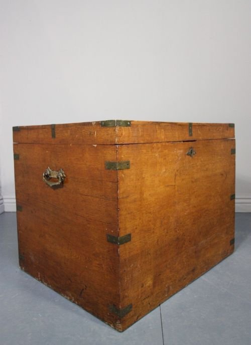 Antique Oak Campaign Trunk/box