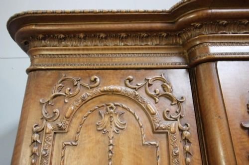 fig 1. Antique Painted Pine Breakfronted Triple Wardrobe