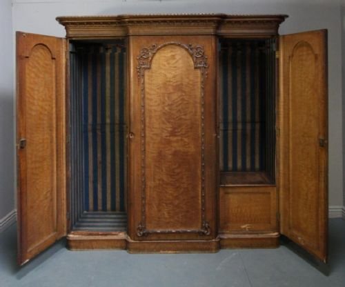 fig 3. Antique Painted Pine Breakfronted Triple Wardrobe