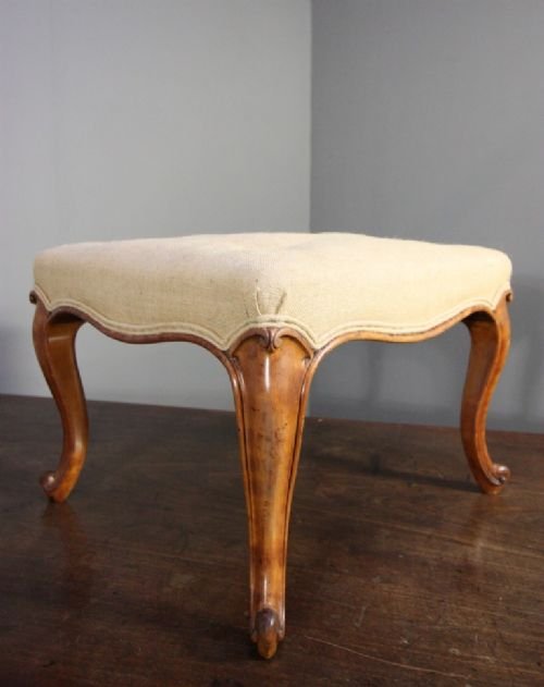 Beautiful Satin Birch Antique Footstool.