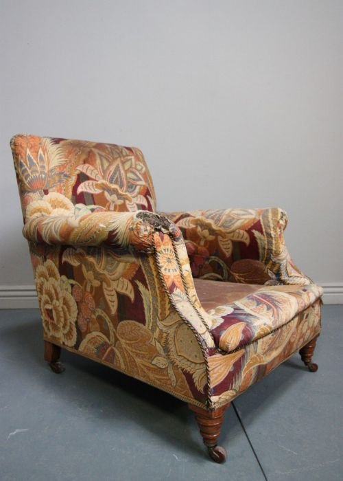 19th Century Antique Armchair in Original Fabric.
