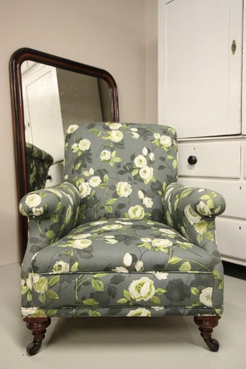 fig 1. Newly Upholstered Comfortable Antique Armchair