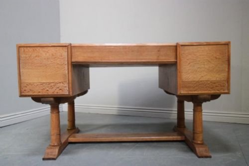 fig 2. Rare 1920's Heals Oak Pedestal Desk.