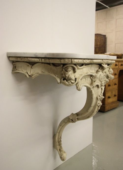 fig 1. Pair of English Antique Gesso Console Tables.