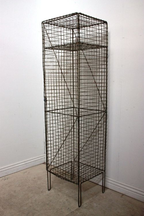 1930'S Antique Metal Wire Locker. 2 Available.