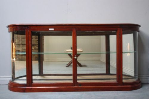 fig 1. Antique Mahogany Shop Fitting Display Cabinet.