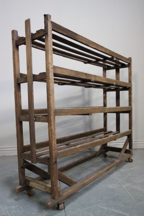 Industrial Antique Pine Slatted Trolley