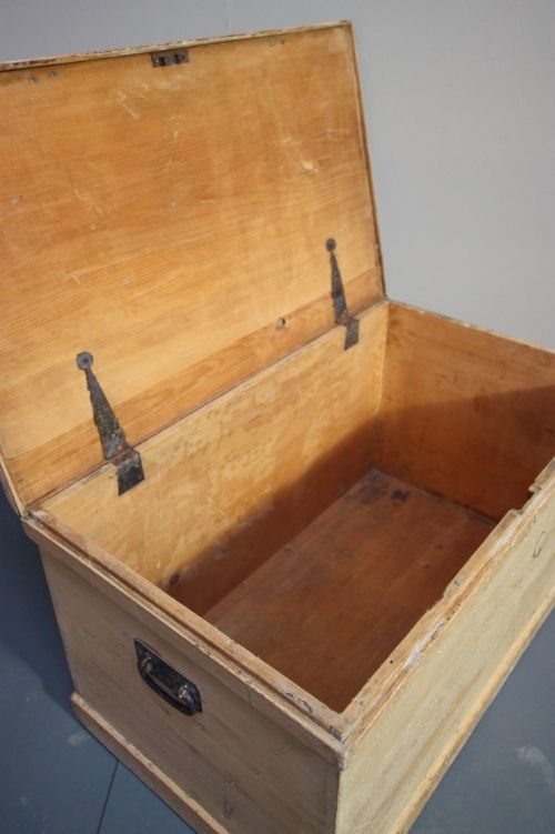 19th Century Antique Pine Box in Original Paint