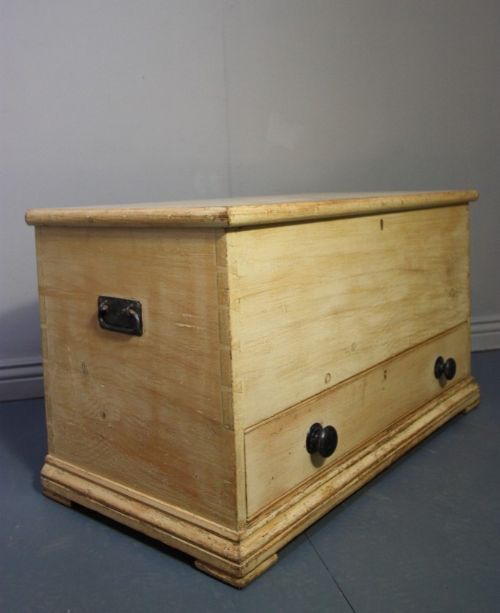 fig 1. Original Antique Cream Painted Pine Mule Chest.