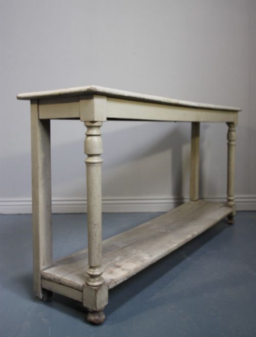fig 1. French Antique Painted Oak Console Table.