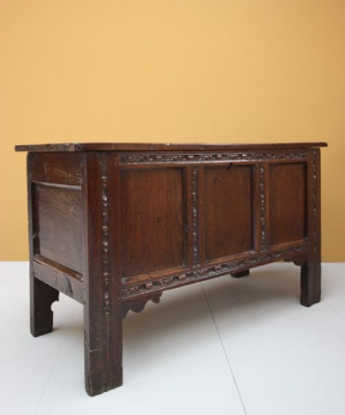 fig 1. 17th Century Antique Oak Coffer.