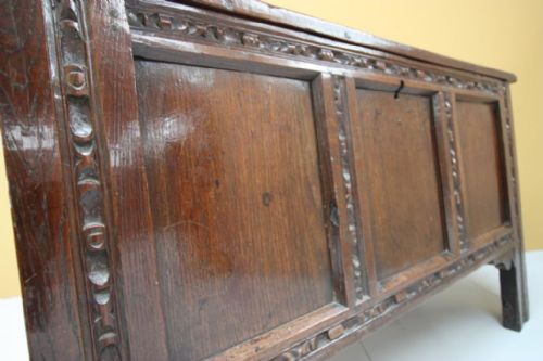 fig 2. 17th Century Antique Oak Coffer.