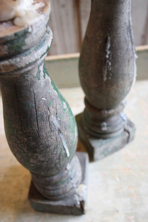 fig 2. Pair of Georgian Antique Oak Column Candlesticks.