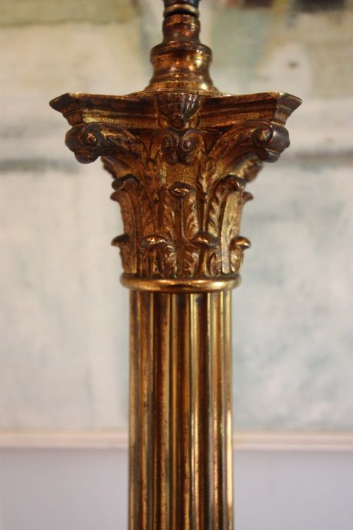 fig 1. Large English Antique Corinthian Column Table Lamp