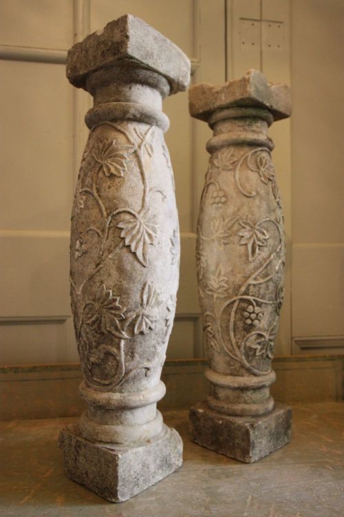 Large Pair of Antique Stone Columns/candlestands
