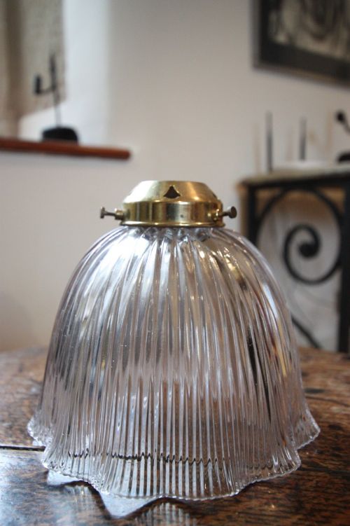 1930'S Clear Glass Halophane Light/lamp Shade.