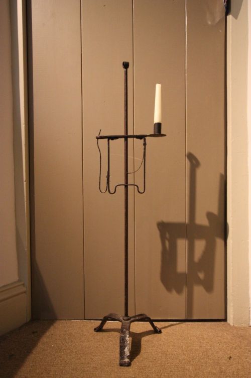 18th Century Antique Iron Rush & Candle Holder.