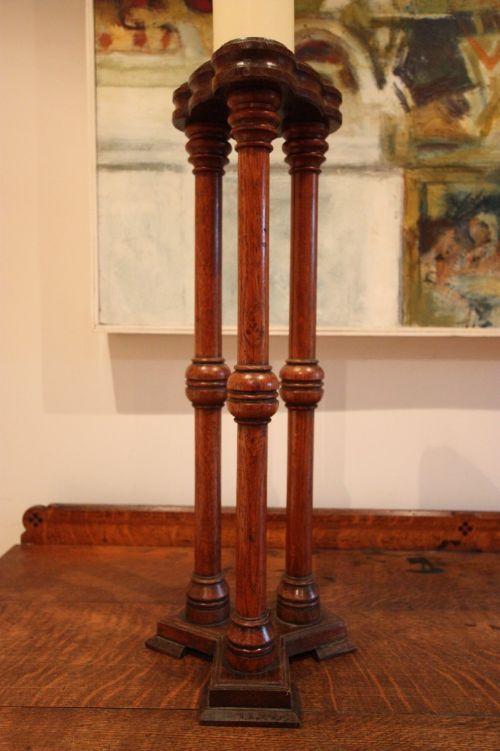 Antique Gothic Oak Candlestand.
