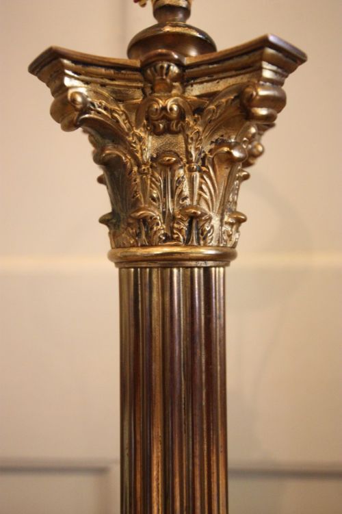 fig 1. Edwardian Antique Corinthian Brass Table Lamp