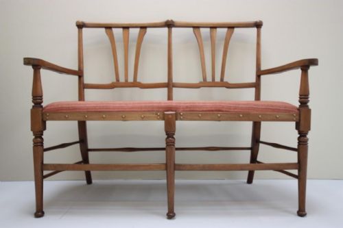 19th Century Antique Walnut Two Seater Bench