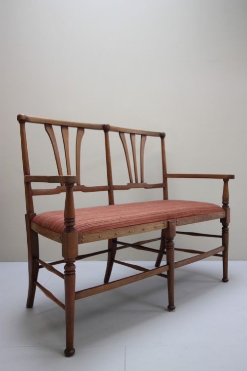 fig 1. 19th Century Antique Walnut Two Seater Bench