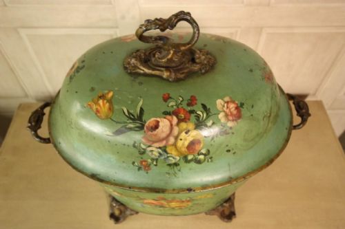 fig 1. Regency English Antique Toleware Purdonium.