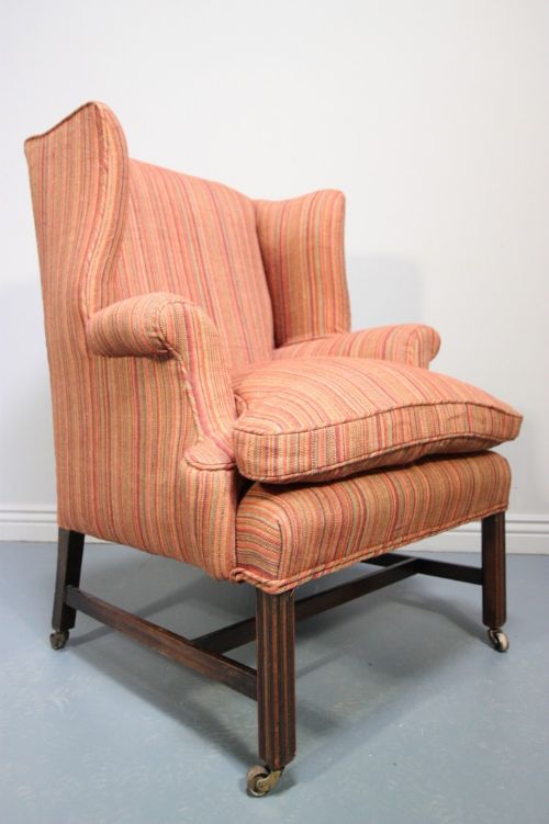 19th Century Antique Upholstered Wing Armchair.