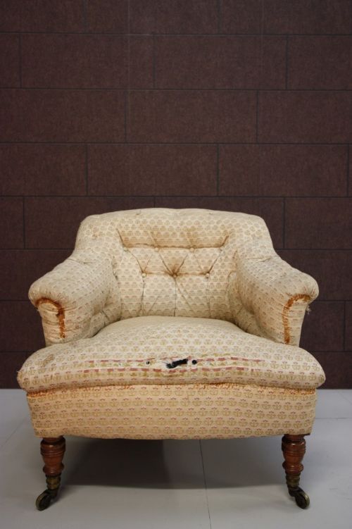 fig 1. Antique Howard & Sons Upholstered Armchair.
