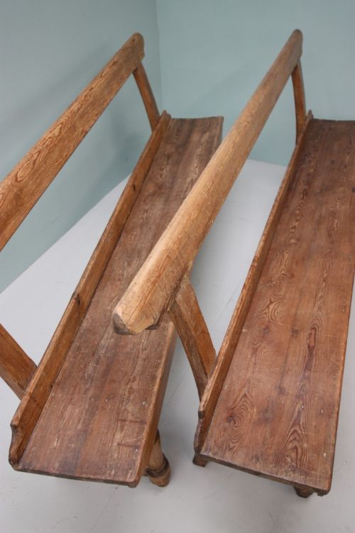 Pair of 19th Century Antique Pine Kitchen Benches