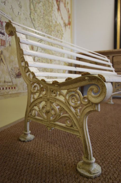 fig 1. Antique Coalbrookdale Cast Iron Garden Bench