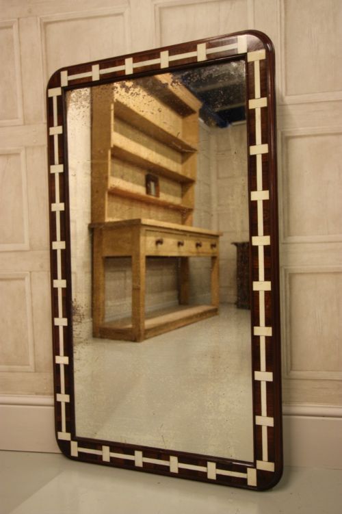Antique 19th Century Rosewood and Ivory Mirror
