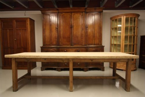 fig 1. Sycamore Topped Antique Dining Table.