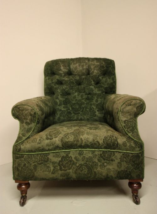 fig 1. Large Antique Armchair by Shoolbred, London.