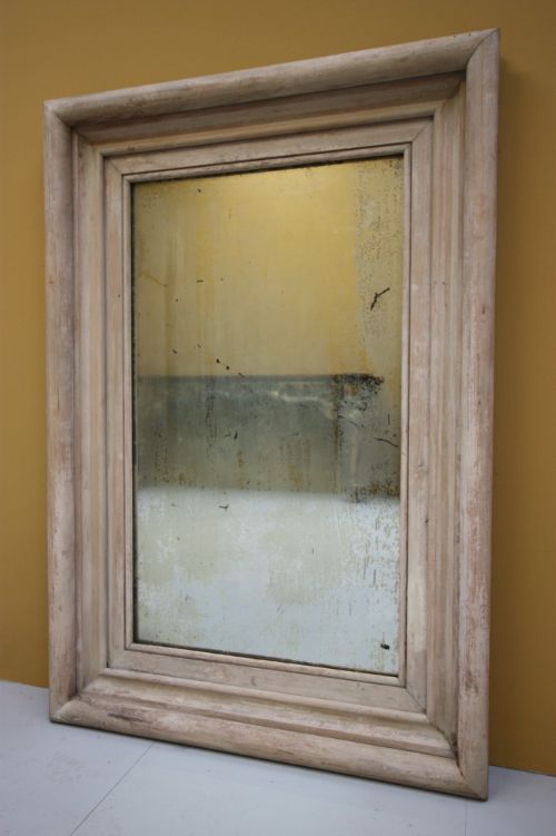 Deeply Moulded Painted Pine Antique Mirror.