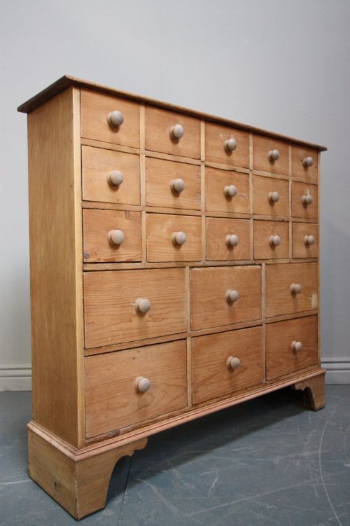 fig 1. Antique Pine Apothecary Chest of Drawers.